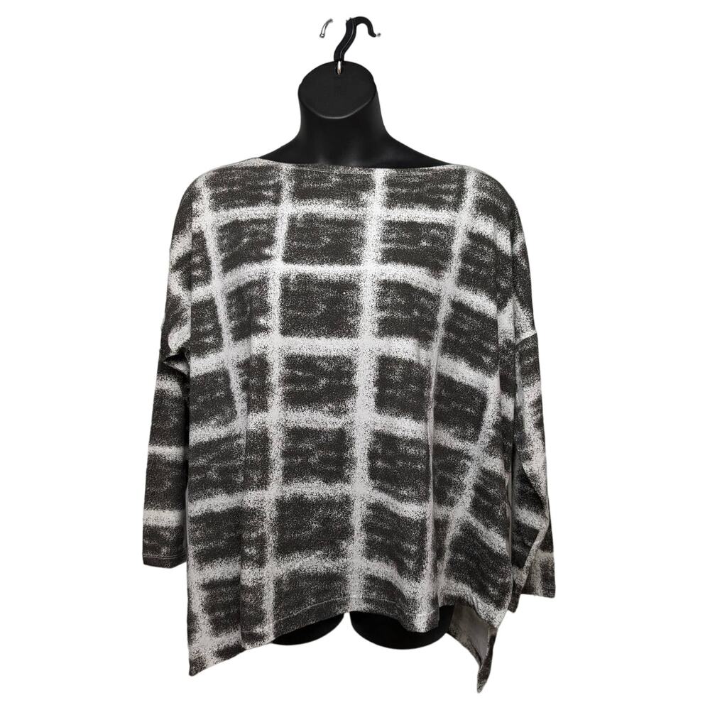Matthildur Cream Black Blouse Top Boxy Fit Lagenlook Artsy Womens Sz L/XL NEW